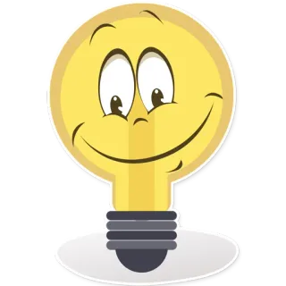 🙂 ampoule, idée, dessin animé, souriant, innovation, électricité telegram sticker