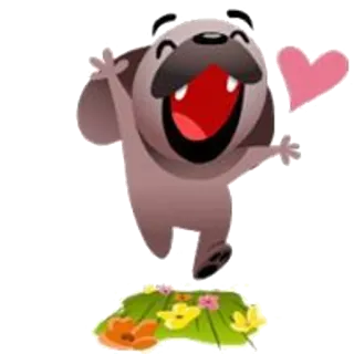 💖 cão, pug, coração, desenho animado, feliz, animal telegram sticker