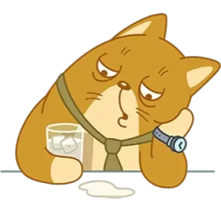🥛 gatto, bevanda, triste, stanco, cravatta, ghiaccio, bicchiere, versare telegram sticker