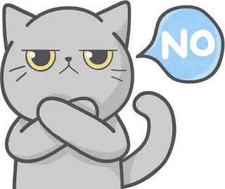 ❌ NO Katze, Nein, Ablehnung, Süß, Tier, Sticker, Cartoon telegram sticker