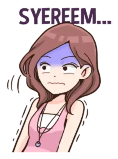 😰 SYEREEM... Cartoon, Mädchen, Schockiert, Ausdruck, Unbehagen telegram sticker