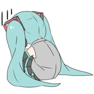 😓 Hatsune Miku Anime, Desenho animado, Fofo, Emocional, Triste, Vocaloid, Hatsune Miku whatsapp sticker