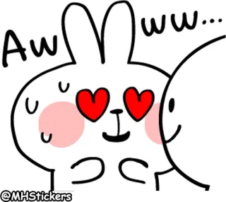 😍 Aw wU... Dibujo animado, Conejo, Amor, Lindo, Animal whatsapp sticker