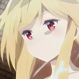 🌙 Anime, Mädchen, Blond, Rote Augen, Niedlich, Porträt whatsapp sticker