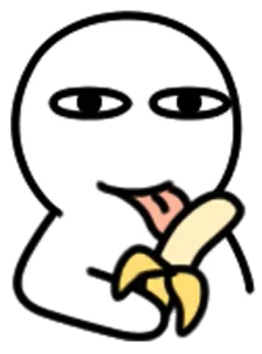 🍌 stiker, kartun, pisang, menjilat, putih, karakter, lucu telegram sticker