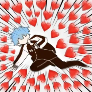 ❤️ Аниме, Манга, Синие волосы, Сердечки, Любовь, Праздник telegram sticker