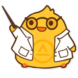 👆 Ente, Wissenschaftler, Laborkittel, Brille, Zeiger, süß, Tier, Cartoon telegram sticker