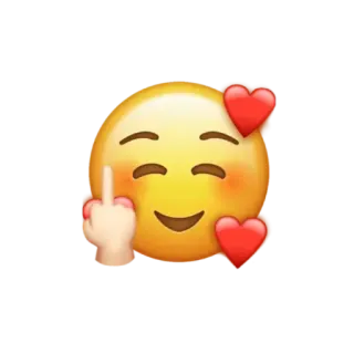 🥵 emoji, middle finger, hearts, offensive telegram sticker