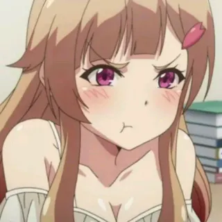 💛 Anime, Dễ thương, Cô gái, Tức giận, Bĩu môi, Nữ sinh telegram sticker