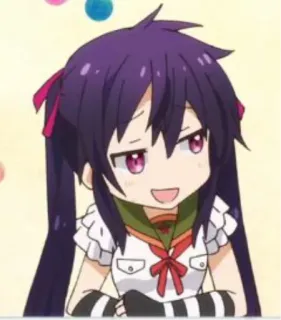 🙈 Anime, Chibi, dziewczyna, fioletowe włosy, słodki telegram sticker