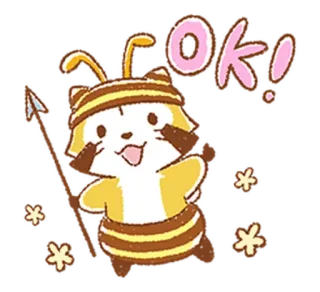 👌 ok! animal, abeille, mignon, ok, positif, autocollant telegram sticker