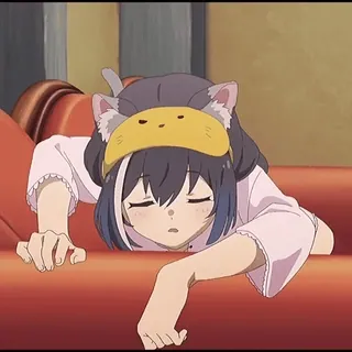 🪶 Anime, Sommeil, Oreilles de chat, Masque de sommeil, Fille, Kawaii telegram sticker