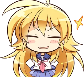 😀 Anime, Hoạt hình, Cô gái, Đồng phục học sinh, Tóc vàng, Chibi, Kawaii telegram sticker