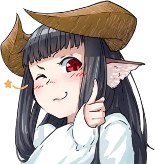 😉 Anime, Lindo, Personaje, Chica, Cuernos, Guiño, Fantasía whatsapp sticker