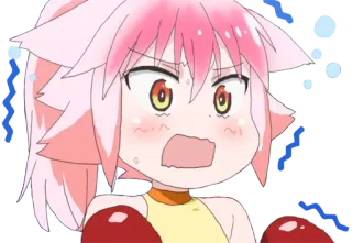 😰 Anime, Hoạt hình, Sốc, Tóc hồng, Găng tay đấm bốc đỏ, Mồ hôi telegram sticker