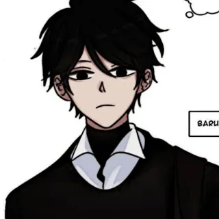 🎶 BARU anime, cartone animato, capelli neri, ritratto, manga telegram sticker
