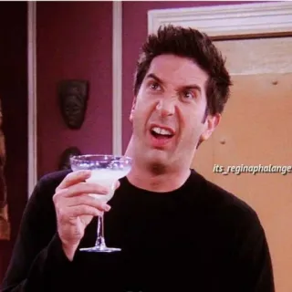 🤥 Ross Geller Friends its_reginaphalange Ross Geller, Friends, cocktail, tête drôle, série TV telegram sticker