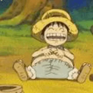👒 Luffy One Piece Anime, Kreskówka, One Piece, Luffy, Słomkowy kapelusz, Manga telegram sticker
