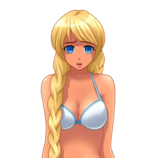 🥺 blondynka, anime, bikini, kobieta, dziewczyna telegram sticker