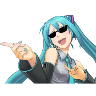 😎 Hatsune Miku Anime, Cool, Brille, Vocaloid, Hatsune Miku, Stinkefinger telegram sticker