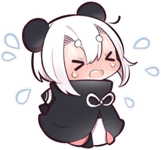 😫 chibi, anime, panda, mono, kawaii, pegatina telegram sticker