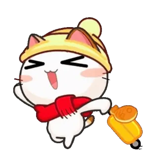 🛫 แมว, สติกเกอร์, น่ารัก, สัตว์, การ์ตูน, คาวาอิ, ท่องเที่ยว, กระเป๋า telegram sticker