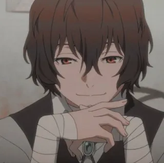 😊 Osamu Dazai Bungou Stray Dogs anime, manga, dazai, osamu dazai, bungou stray dogs, character, brown hair, anime character whatsapp sticker
