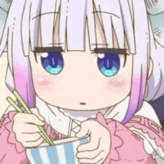 🍥 Kanna Kamui Miss Kobayashi's Dragon Maid Anime, Kawaii, Kanna, Drache, Maid, Essen whatsapp sticker