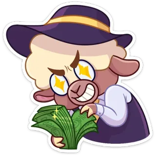 💸 sheep, money, rich, cartoon, wealth, dollar telegram sticker