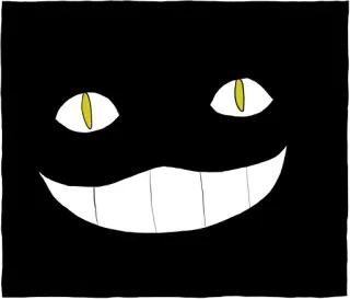 🤓 gruselig, Katze, Augen, Lächeln, dunkel, Cartoon telegram sticker