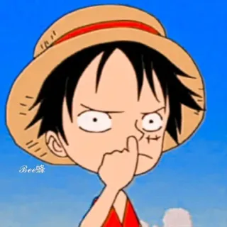 ☺ Monkey D. Luffy One Piece Bee峰 anime, cartoon, monkey d. luffy, one piece, straw hat, pirate telegram sticker