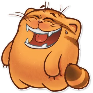 😆 cat, cute, funny, laughing, orange whatsapp sticker