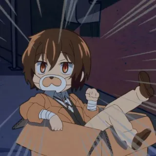 ☠️ Dazai Osamu Bungou Stray Dogs anime, manga, Dazai Osamu, box, kawaii, bungou stray dogs, chibi telegram sticker
