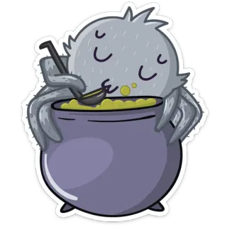🍵 spider, pot, cooking, cute, soup, kawaii telegram sticker
