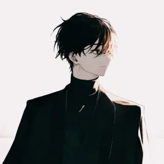 😏 anime, man, black suit, art, illustration, male telegram sticker