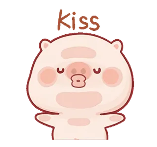 ⭐ Kiss kiss, cute, pig, animal, cartoon whatsapp sticker