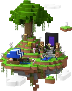 🏞 Minecraft spel, minecraft, eiland, boom, pixel telegram sticker