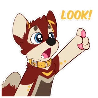 😮 LOOK! Dibujo animado, Perro, Furry, Mirada, Animado telegram sticker