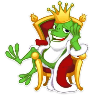 👑 katak, raja, kerajaan, mahkota, kartun, tahta telegram sticker
