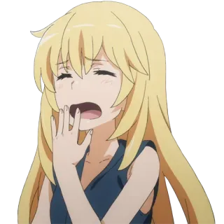 🥱 anime, chica, dibujo animado, bostezando, personaje whatsapp sticker