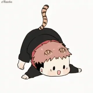 🐯 Chibi, Schattig, Dier, Kruipen, Anime, Cartoon telegram sticker