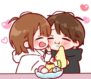 🍨 Cartoni animati, Coppia, Dessert, Anime, Carino telegram sticker