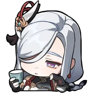 😞 Shenhe Genshin Impact Anime, Videospiel, müde, Charakter, süß whatsapp sticker