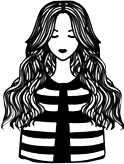 😌 vrouw, haar, gestreept, illustratie, vrouwelijk, persoon, tekening, kleding telegram sticker