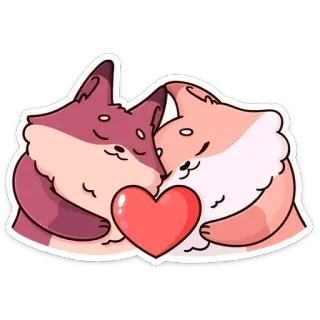 ❤️ renards, amour, coeur, affection, mignon, animaux telegram sticker