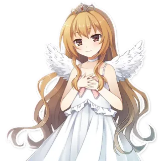 😇 Anime, Anjo, Garota, Coroa, Asas, Vestido telegram sticker
