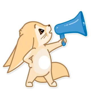 📢 fennec, animale, cartone animato, megafono, carino, adesivo, comunicazione telegram sticker