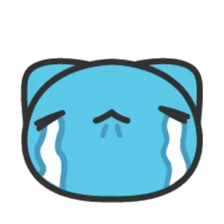 🐮 悲しい, 泣く, 青, 猫, アニメ, ステッカー, 絵文字 telegram sticker
