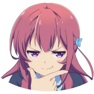 😈 Anime, Ragazza, Pensando, Soddisfatto, Personaggio, Confuso, Pianificazione telegram sticker