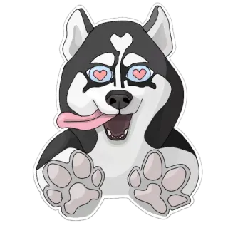 😍 anjing, husky, imut, cinta, mata hati, hewan, peliharaan, stiker telegram sticker